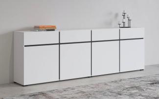 INOSIGN Sideboard Cross,Breite 225 cm, moderne grifflose Kommode,4 Türen/4 Schubkästen, Schubladenschrank mit viel Stauraum, Einlegeböden verstellbar