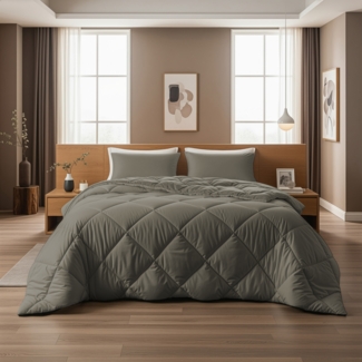 Sleeptime Bettdecke Diamond – waschbar, 4 Jahreszeiten, Khaki