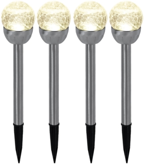 4er Set LED Außenleuchte, Solarlampe, Edelstahl, silber
