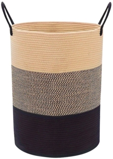 NUODWELL Wäschekorb Wäschekorb Baumwolle geflochten,Wäschesammler faltbar mit Henkeln, 58L, 38x50 cm, Tragbarer, für Wäschekammer, Kinderzimmer, Wohnzimmer Bad