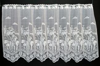 Gardinen Kranzusch Scheibengardine nach Maß Kühe u. Alphirte, Stangendurchzug (1 St), transparent, Stablöcher,transparent,verschiedene Höhen, Breiten