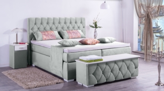 Meisterbetten Boxspringbett Jana 240x220 in VS-Silbergrau, Matratzenbezug Nano, Ergoflex-Topper