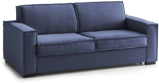 Dmora 2-Sitzer festes Sofa Arki, Wohnzimmersofa aus Stoff, Standardarmlehnen, 100 % Made in Italy, cm 180x95h90, Blau