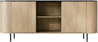 Kommode Lygrint 180 2D (Farbe: Eiche Cremona / Marmor Schwarz + Schwarz)