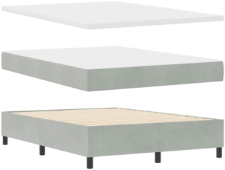 vidaXL Boxspringbett mit Matratze Hellgrau 140 x 190 cm Samt 3344576
