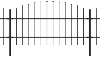 vidaXL Gartenzaun mit Speerspitze Stahl 1248 x 100 cm Schwarz 277718