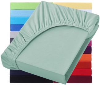 NatureMark Spannbettlaken Jersey Basic Spannbetttuch, 100% Baumwolle, Gummizug: rundum, (1 Stück), in vielen Größen und Farben, bis 40cm Steghöhe, 200x220 cm, Jade