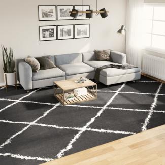 vidaXL Teppich Shaggy Hochflor Modern Schwarz und Creme 300x400 cm