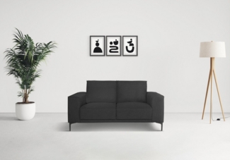 Places of Style 2-Sitzer Kompaktsofa Oland, Struktur, Flachgewebe, Luxus-Microfaser, Boucle, 164 cm, Wellenunterfederung, Skandi-Design, Metallfüße