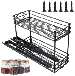 BlingBin Küchenregal Gewürzregal Ausziehbar, Küchenschrank Organizer mit Schrank Regal, 1er Set 1-tlg, Aufbewahrungsregal 2 Etagen Gewürzregale für Küche Öl Zutaten Gläser