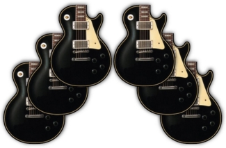 Rockbites - 6er Set Untersetzer "Guitar LP" Gitarre Schwarz (101234) Bierdeckel