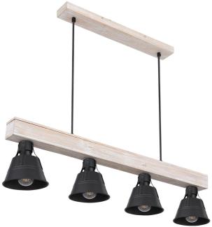 RGB LED Hängeleuchte, Holz, natur, schwarz, L 85 cm