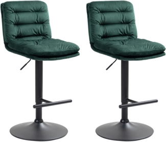DELUKE® Barhocker 2er Set TURIN - Grün, Samt, Schwarz Barhocker mit Lehne Barstuhl Tresenhocker Tresenstuhl Kneipenhocker Kneipenstuhl