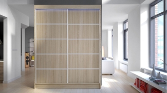 Kleiderschrank Metropolis IV, mit RGB LED Beleuchtung, Farbe: Sonoma Eiche