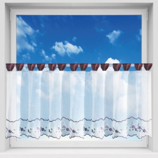 Bistrogardine mit Schlaufen ca. 150x45 cm Auswahl: weinrot - Blumen