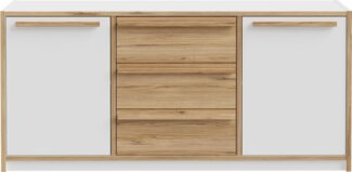 Sideboard S-ROOM mit 2 Türen und 3 Schubladen in Weiß / Catania Eiche