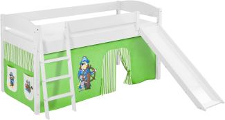 Lilokids 'Ida 4105' Spielbett 90x200 cm, Pirat Grün Beige, Kiefer massiv, mit Rutsche und Vorhang