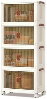 GarveeMore Stauraumschrank Plastik Garderobe Snack Schrank Aufbewahrungsbox Schrank Schließfach 145 x 65 x 42 cm Schrank mit Deckel, 4 stapelbare Aufbewahrungsboxen