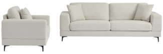 Vente-unique - Sofa 3-Sitzer & Sessel - Strukturstoff - Beige - JAMOLO