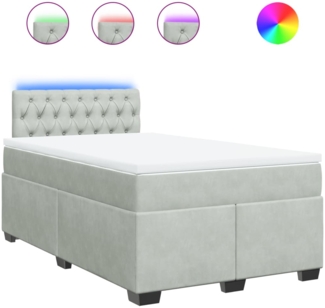vidaXL Boxspringbett mit Matratze Hellgrau 120x200 cm Samt 3288588