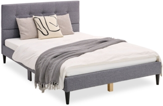 Homestyle4U Polsterbett mit Lattenrost, Stoff grau, 140x200 cm