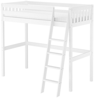 ERST-HOLZ Hochbett Extra Hohes Bett Hochbett Stockbett aus Kiefer Weiß 90 x 200 cm Kieferwaschweiß