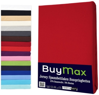 Buymax Spannbettlaken Stretch 140x200-160x220 cm für Wasserbetten und Boxspringbetten Bettbezug für Matratzen bis 35 cm Matratzenhöhe, Rot