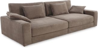 Big-Sofa 290 cm breit Federkern Polsterung tiefe Lounge Couch Cord Braun Taupe