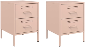 vidaXL Nachttische 2 Stk. Rosa 36x39x50,5 cm Stahl 842925