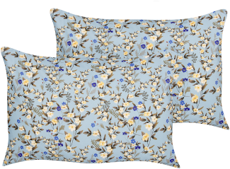 Kissen 2er Set VALLORIA 40 x 60 cm Blumenmuster Blau