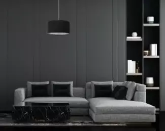 BPS Koncept 0E0-163-50 Hängeleuchte GLAMOUR Velourss strukturiert auf PVC-Basis schwarz, silber 1xE27 60W H:107 Ø50cm dimmbar