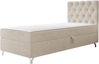 mirjan24 Boxspringbett mit H3-Matratze Cylio I (Manila Seite: Links), beige, 80x200 cm