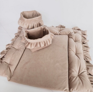 Baby Fancyroom Wickelauflage Samt Wickelauflage mit Rüschen Wickelunterlage für Wickelkommode (Optional mit Aufbewahrungskörbchen, Organizer, 3-tlg, Optional mit Utensilokörbchen, Organizer), Mit Liebe handgefertigt