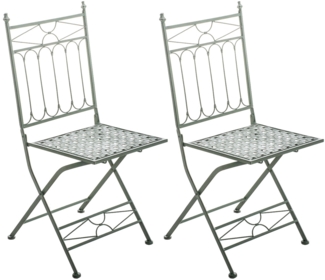 CLP 2er Set Klappstuhl Asina klappbare Gartenstühle mit edlen Verzierungen,antik-grün