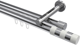 Innenlauf-Gardinenstangen-Set Siteno Mavell 100 cm, 2-läufig, 20 mm Ø Chrom
