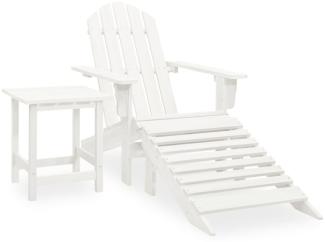 vidaXL Adirondack-Gartenstuhl mit Fußstütze & Tisch Tannenholz Weiß 315929
