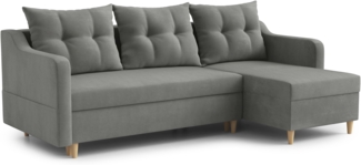 AX LIVING Ecksofa Samt Balerno 224 cm – Stilvolles Design in Grau