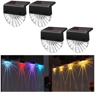 Sunicol LED Solarleuchte Solar Deck Lights, für Outdoor Gartenpfosten Zaun, Farbwechselnd, LED wechselbar, Warmes Weiß /Color Glow, IP65 Wasserdicht