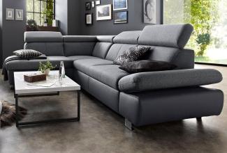 exxpo - sofa fashion Ecksofa Happy, inkl. Kopf- und Armteilverstellung, L-Form, mit Ottomane, wahlweise mit Bettfunktion und Bettkasten