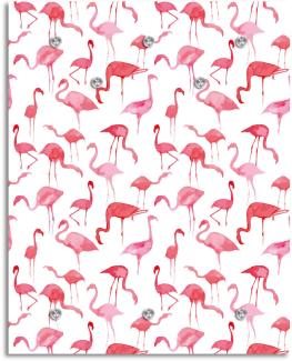 Queence Garderobe - "Flamingo Express" Druck auf hochwertigem Arcylglas inkl. Edelstahlhaken und Aufhängung, Format: 100x120cm