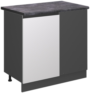 Eckunterschrank R-Line Weiß 86 cm J-Shape, AP Anthrazit Vicco