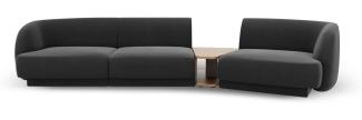 Micadoni Modulares Sofa Miley 3-Sitzer Rechts Samtstoff Grau