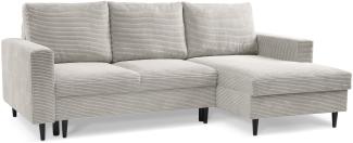 Selsey 'Nalika' Ecksofa mit Schlaffunktion, Kordsamt-Bezug, hellbeige, rechtsseitig, 90 x 230 x 143 cm