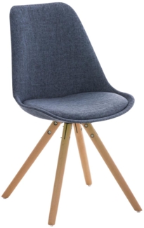 CLP Stuhl Pegleg Stoff Rund mit Sitzpolster und runden Holzbeinen,blau natura
