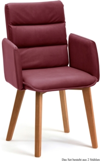 Armlehnstuhl (2er-Set) Daritsa 52 x 92 x 60 Eiche geölt/Marsala
