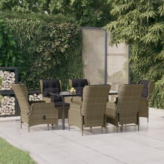 vidaXL 7-tlg. Garten-Essgruppe Braun Poly Rattan 3156799
