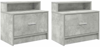 vidaXL Nachttische mit Schublade 2 Stk. Betongrau 51x31x47 cm 858675