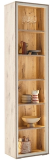 Lomadox Vitrine SAGUNTO-05 mit LED-Beleuchtung, weiß und Eiche