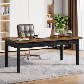 Tribesigns Schreibtisch Moderner Chefschreibtisch, 160cm Computertisch industrieller Bürotisch