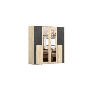 MOEBLO Drehtürenschrank MALEZJA (mit Spiegel, Kleiderschrank 4-türig Schrank Garderobe Schlafzimmer) (H x B x T):203x200x65cm